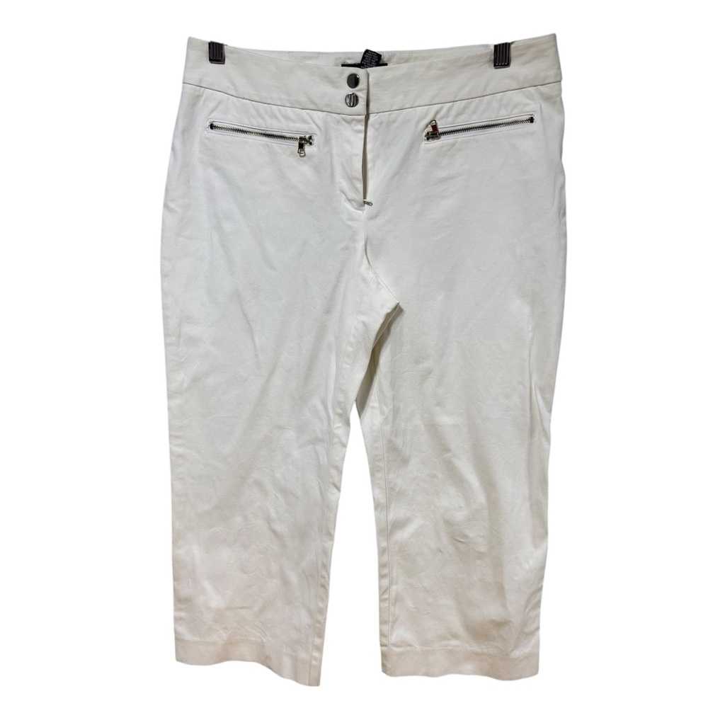 Alfani White Capri Pants Womens 8 Cropped Stretch Cotton Trousers t#349